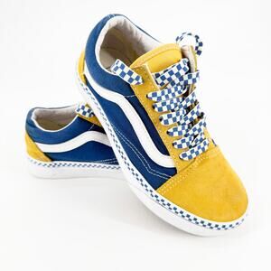 Vans Old Skool Spectra Yellow True Blue Checkerboard EUC Womens 5 Mens 3.5 Rare